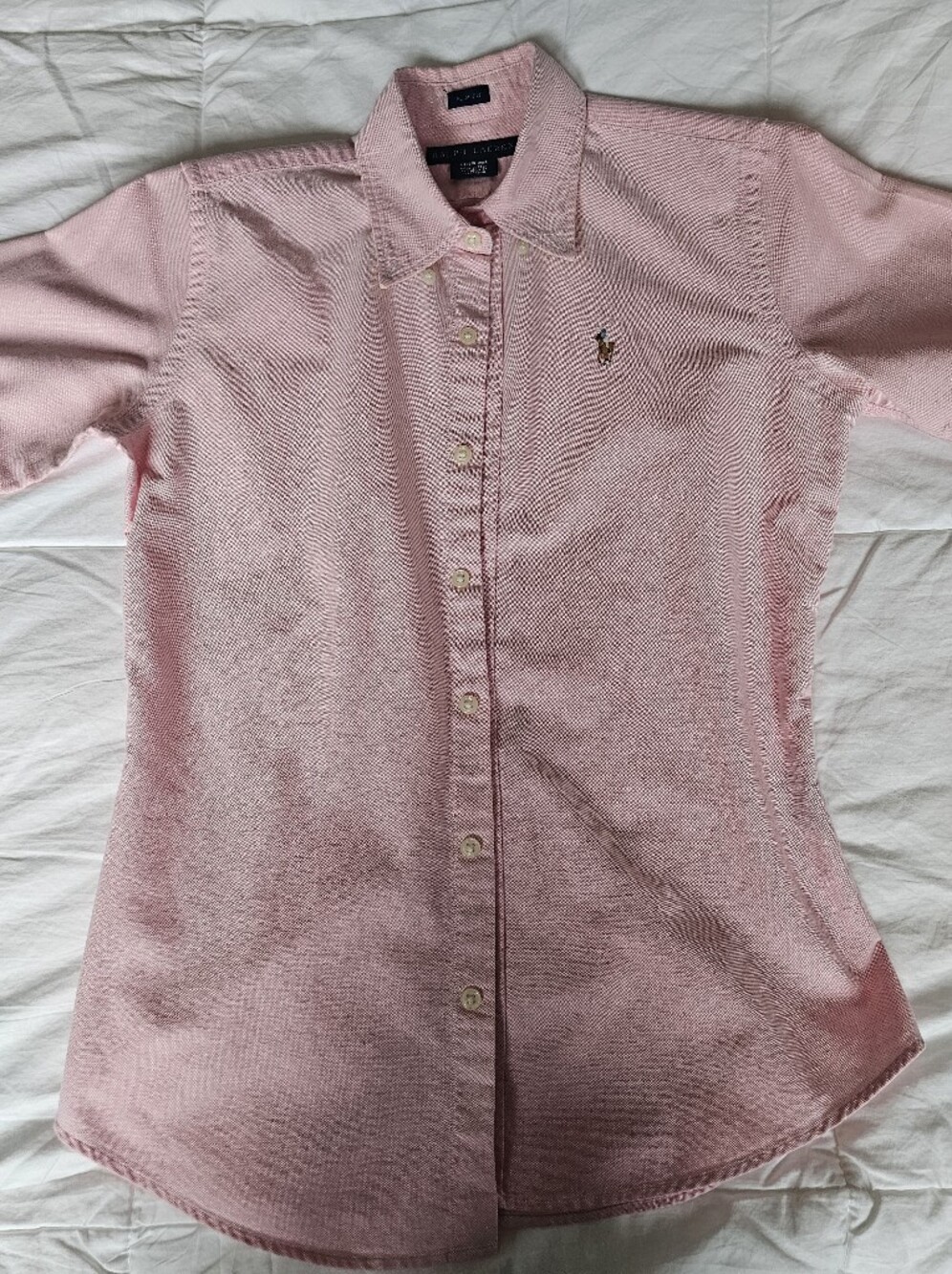 Ralph Lauren Light Pink Button-Back Embroidered Oxford Polo Shirt MSRP $128